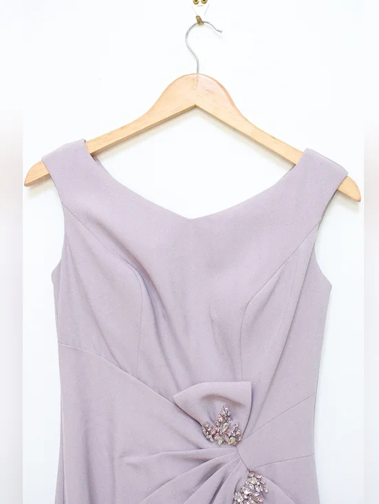 Gia Franco Mauve Purple Embellished Bow Floor Length Trumpet Evening Gown Size 4 - Picture 4 of 13